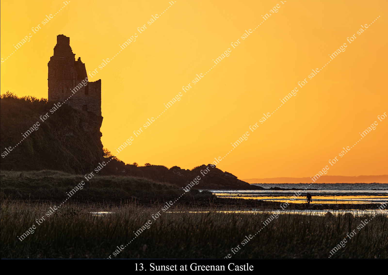 Sunset at Greenan Castle