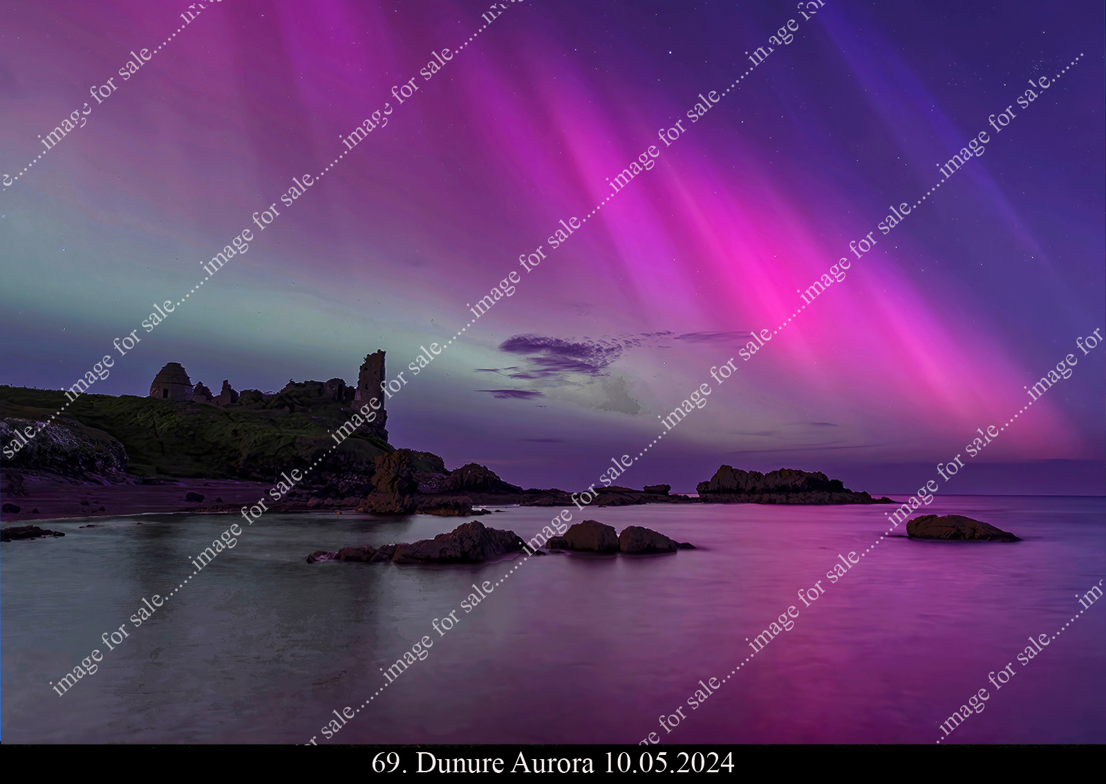 Aurora over Dunure Castle